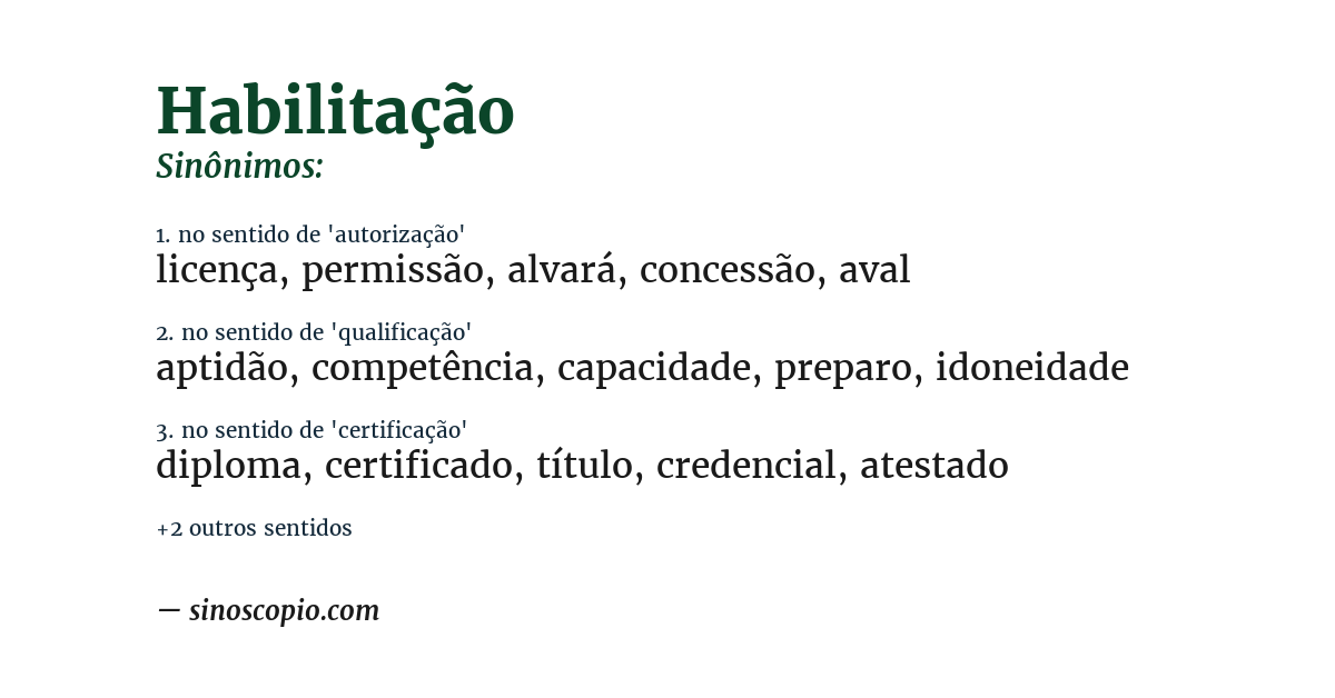 Sinônimo de habilitação