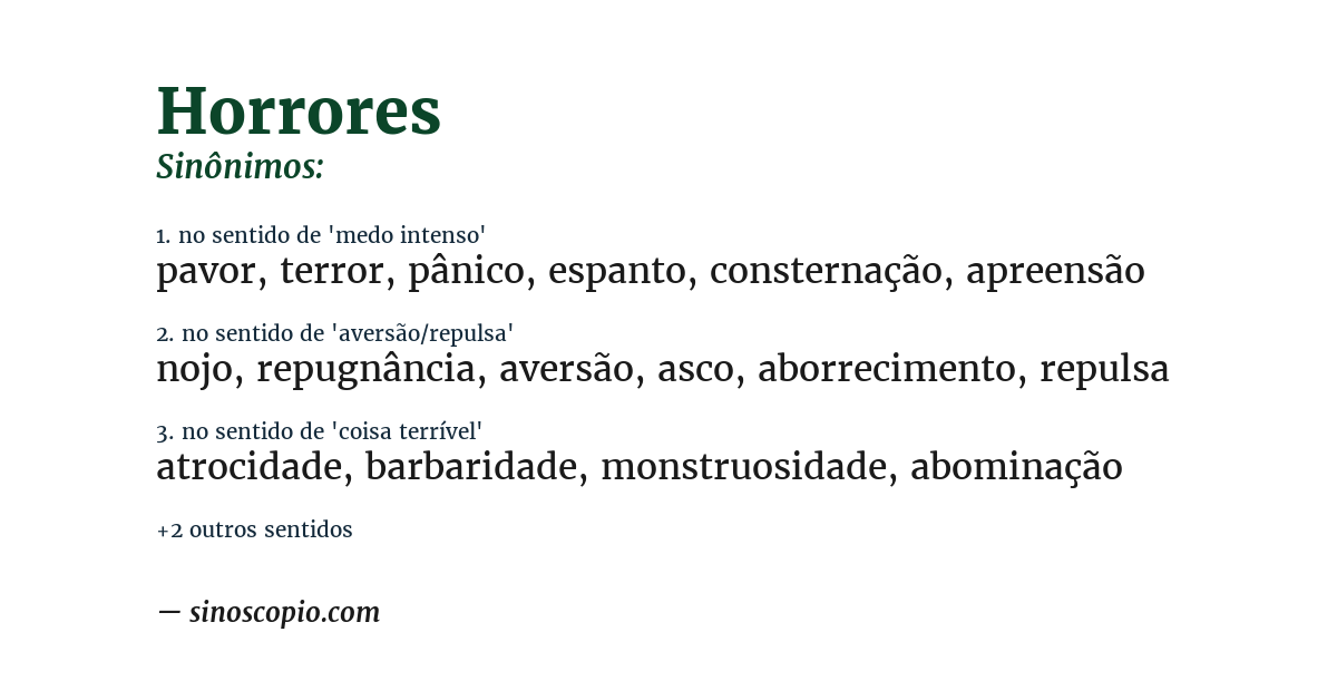 Sinônimo de horrores