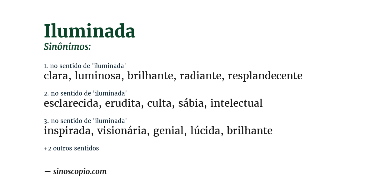 Sinônimo de iluminada