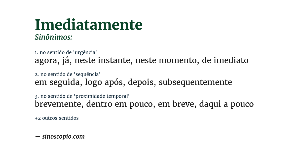 Sinônimo de imediatamente