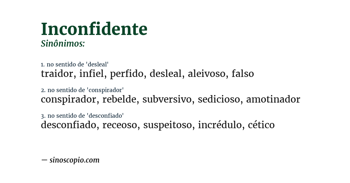 Sinônimo de inconfidente