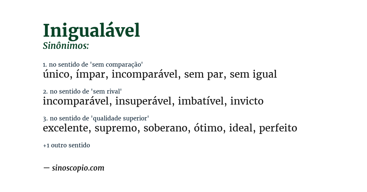Sinônimo de inigualável