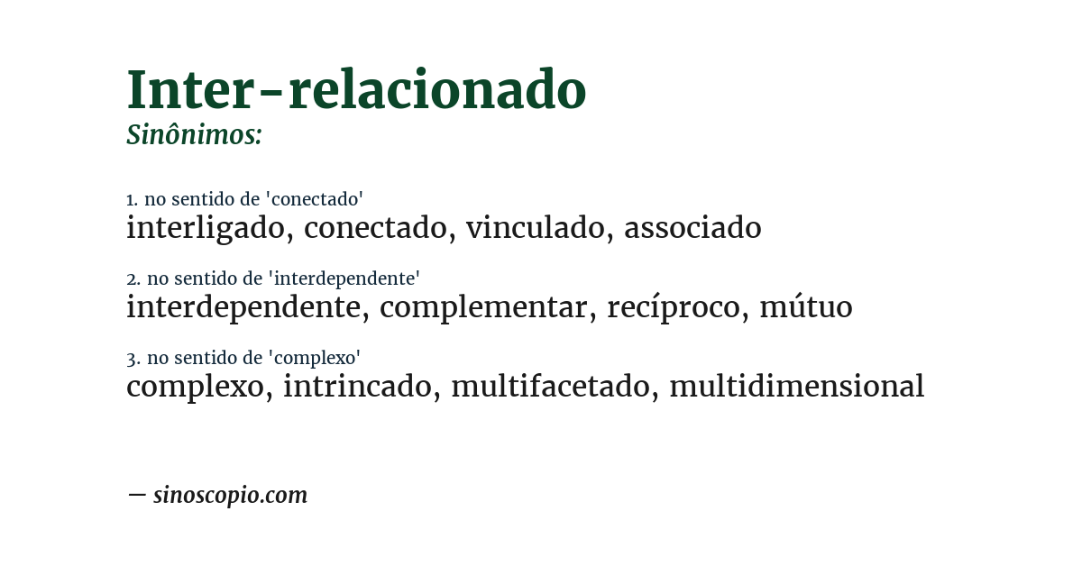 Sinônimo de inter-relacionado