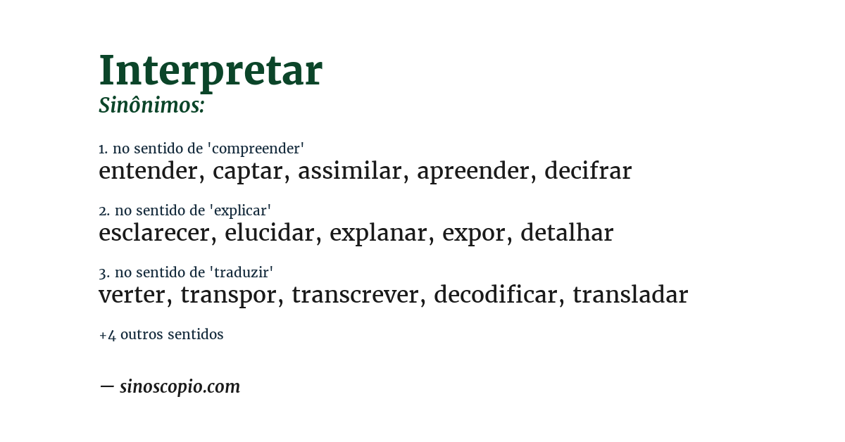Sinônimo de interpretar