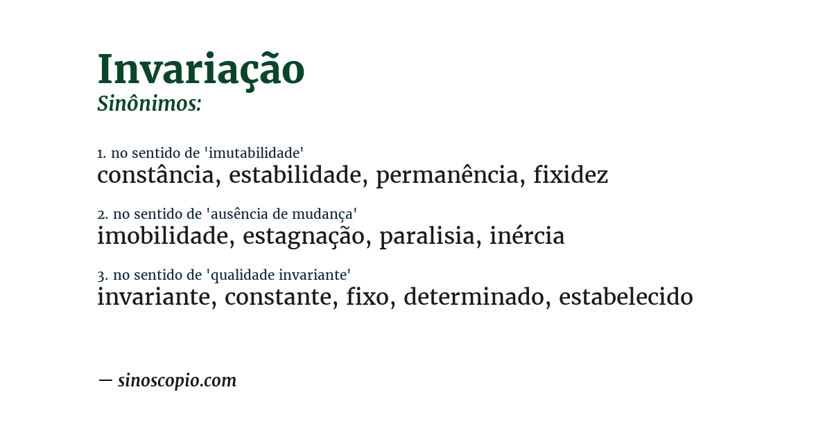 Sinônimo de invariação