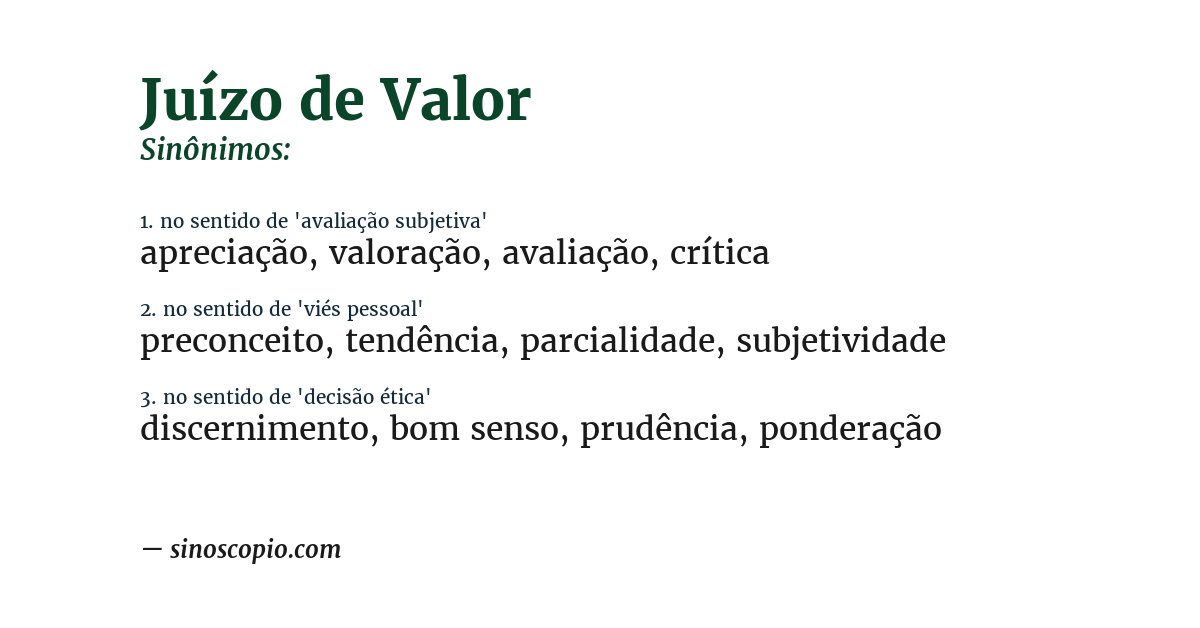 Sinônimo de juízo de valor