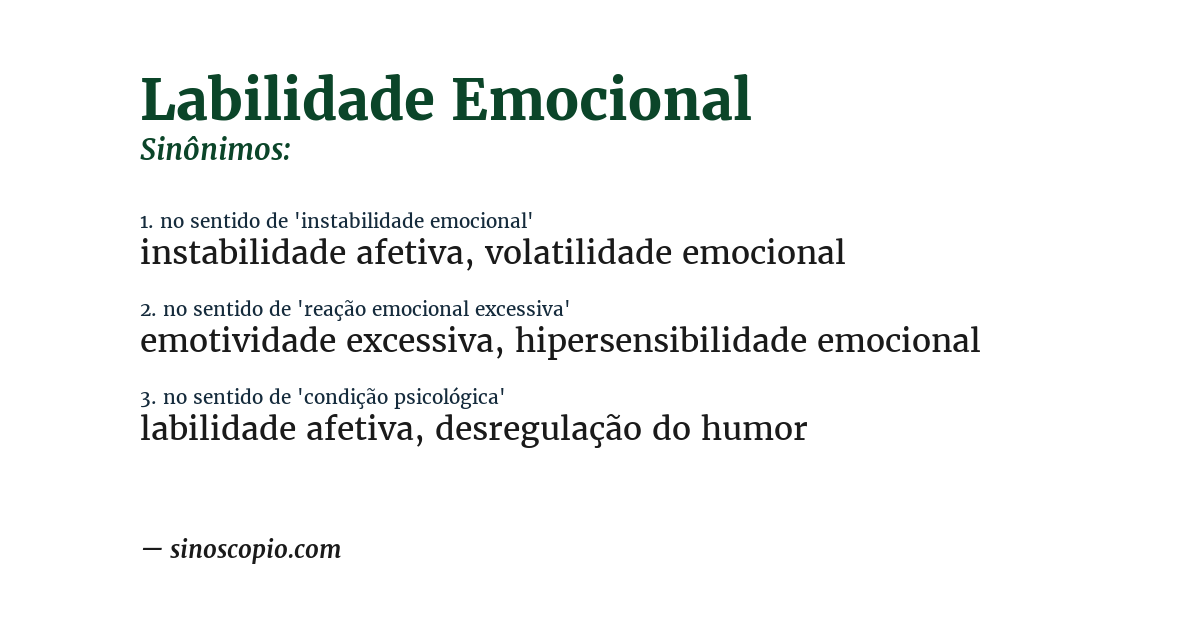 Sinônimo de labilidade emocional
