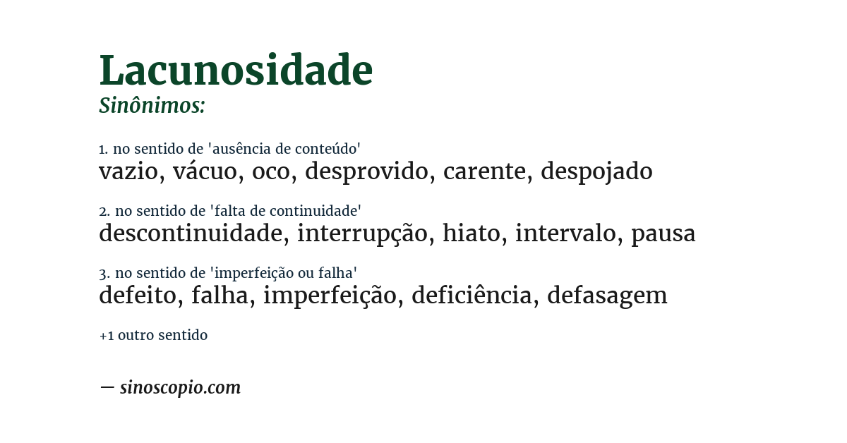 Sinônimo de lacunosidade