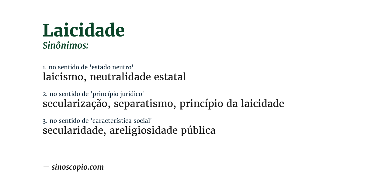 Sinônimo de laicidade