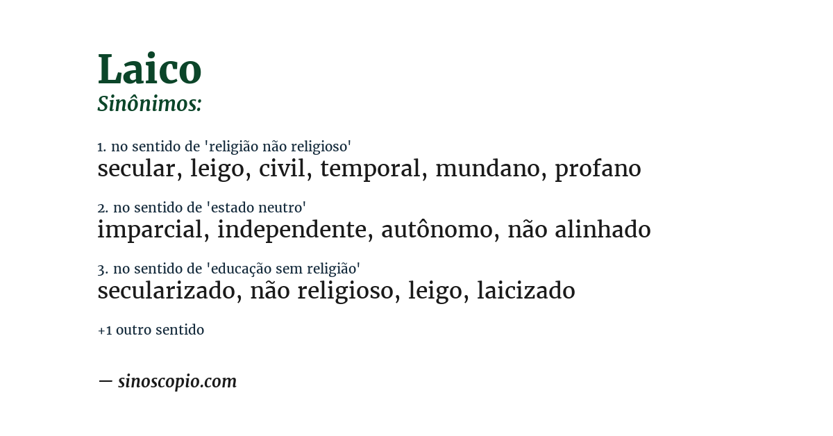 Sinônimo de laico