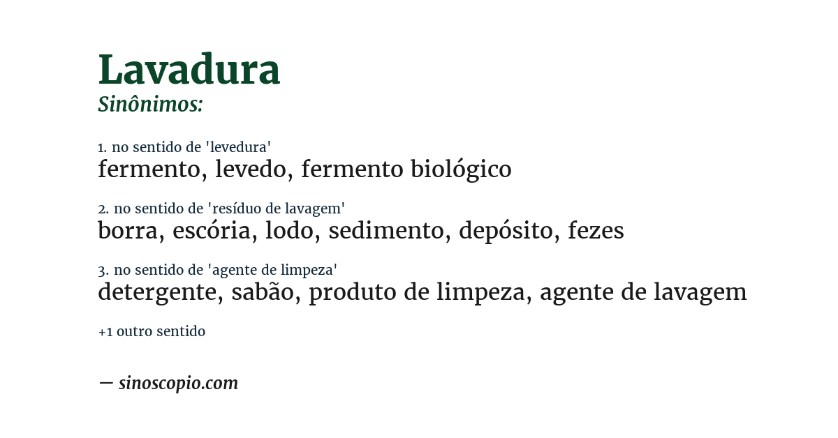 Sinônimo de lavadura