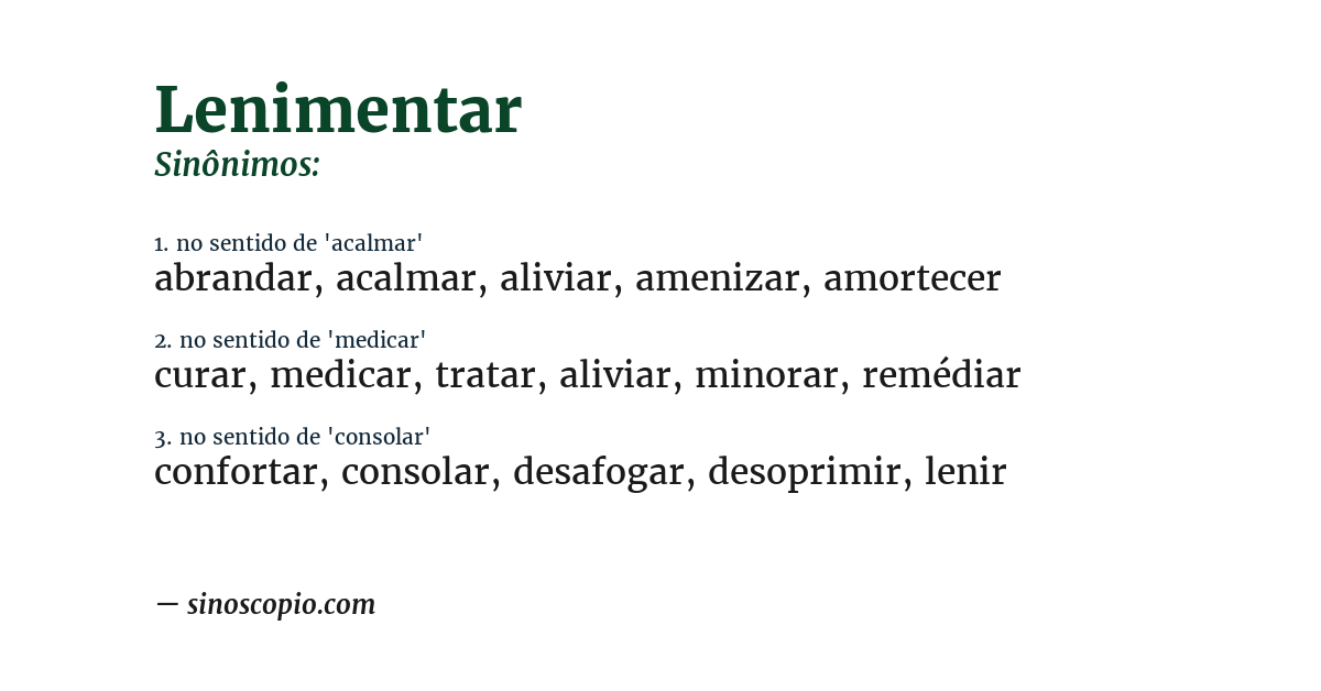 Sinônimo de lenimentar