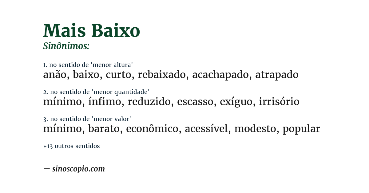 Sinônimo de mais baixo