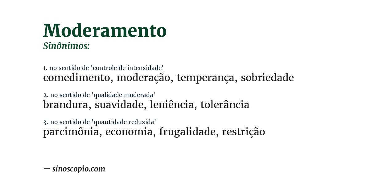 Sinônimo de moderamento