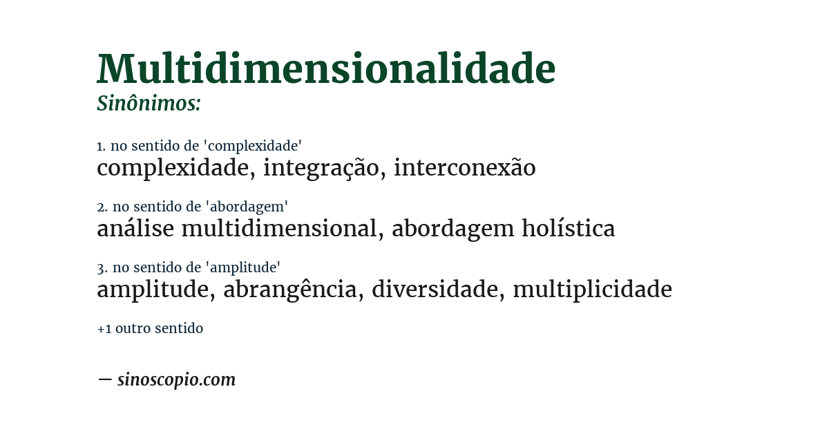 Sinônimo de multidimensionalidade