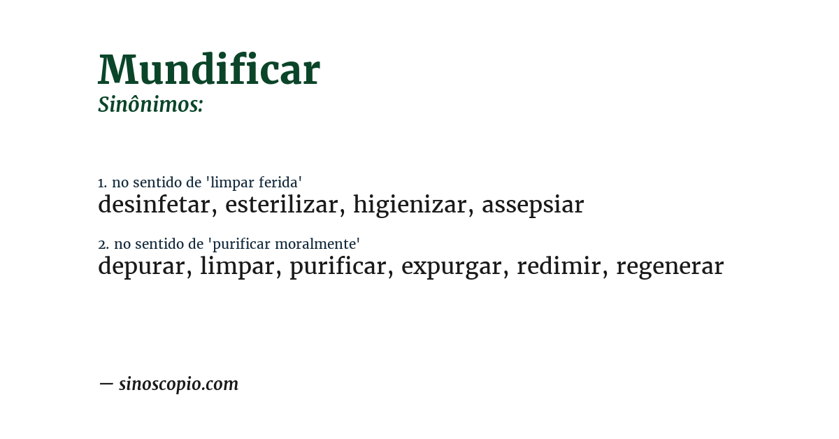 Sinônimo de mundificar