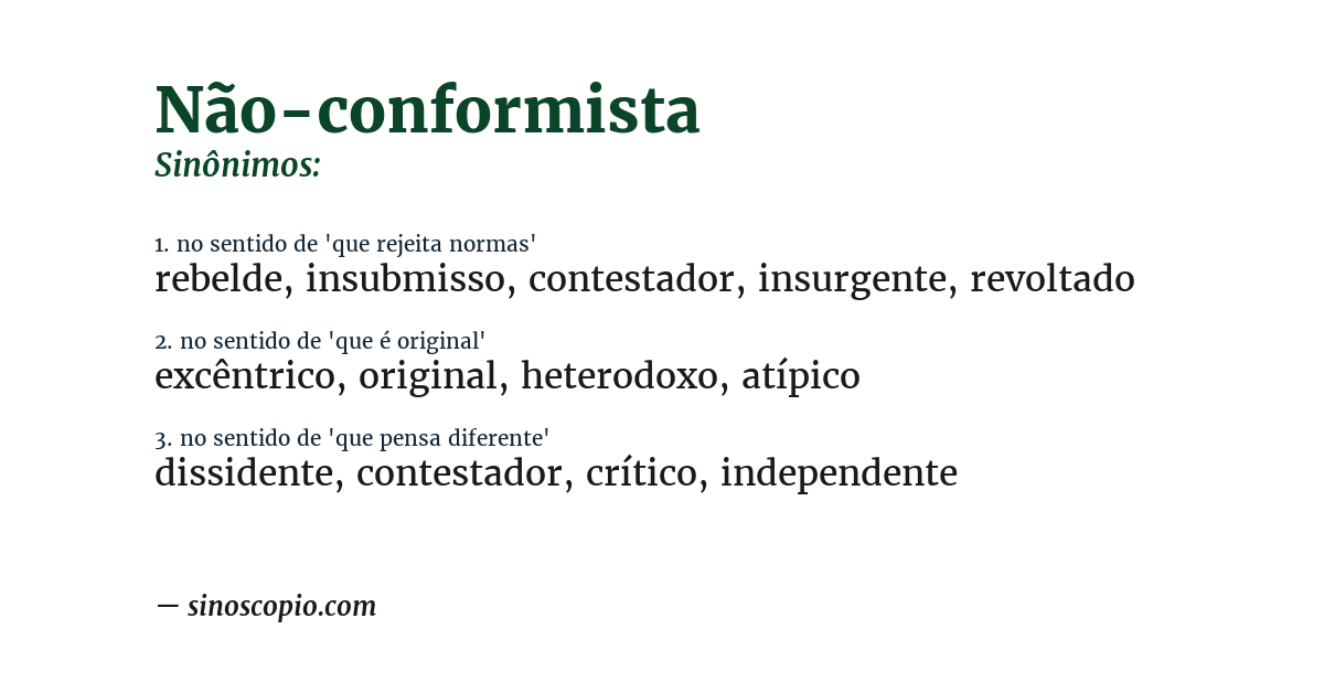 Sinônimo de não-conformista
