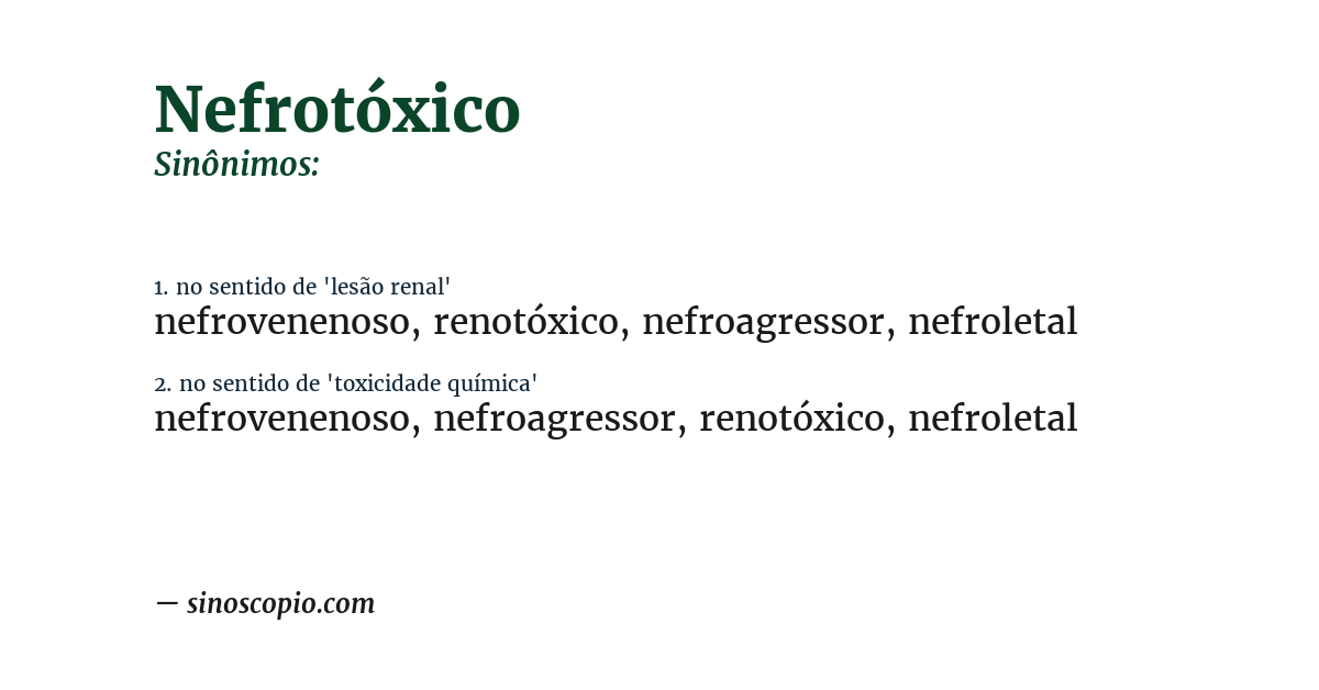 Sinônimo de nefrotóxico