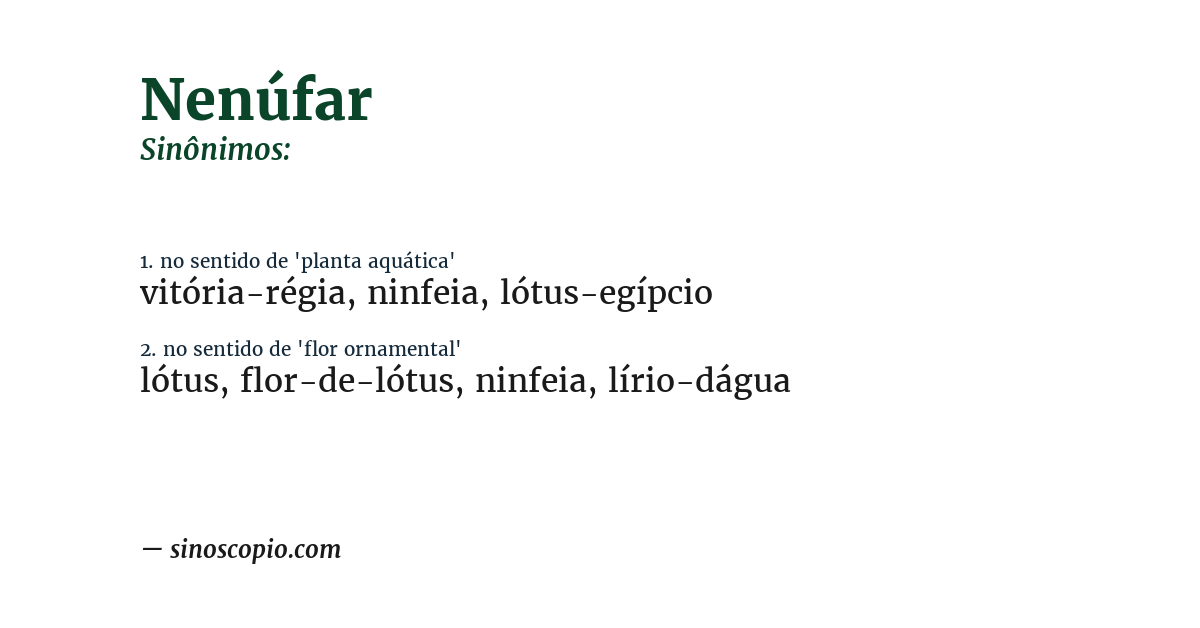 Sinônimo de nenúfar
