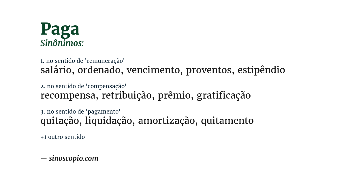 Sinônimo de paga