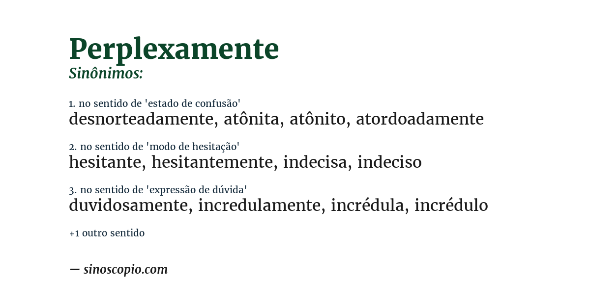 Sinônimo de perplexamente