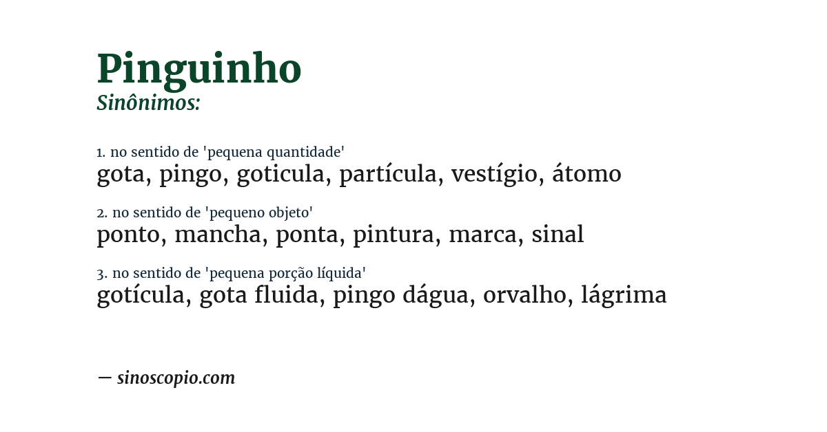 Sinônimo de pinguinho
