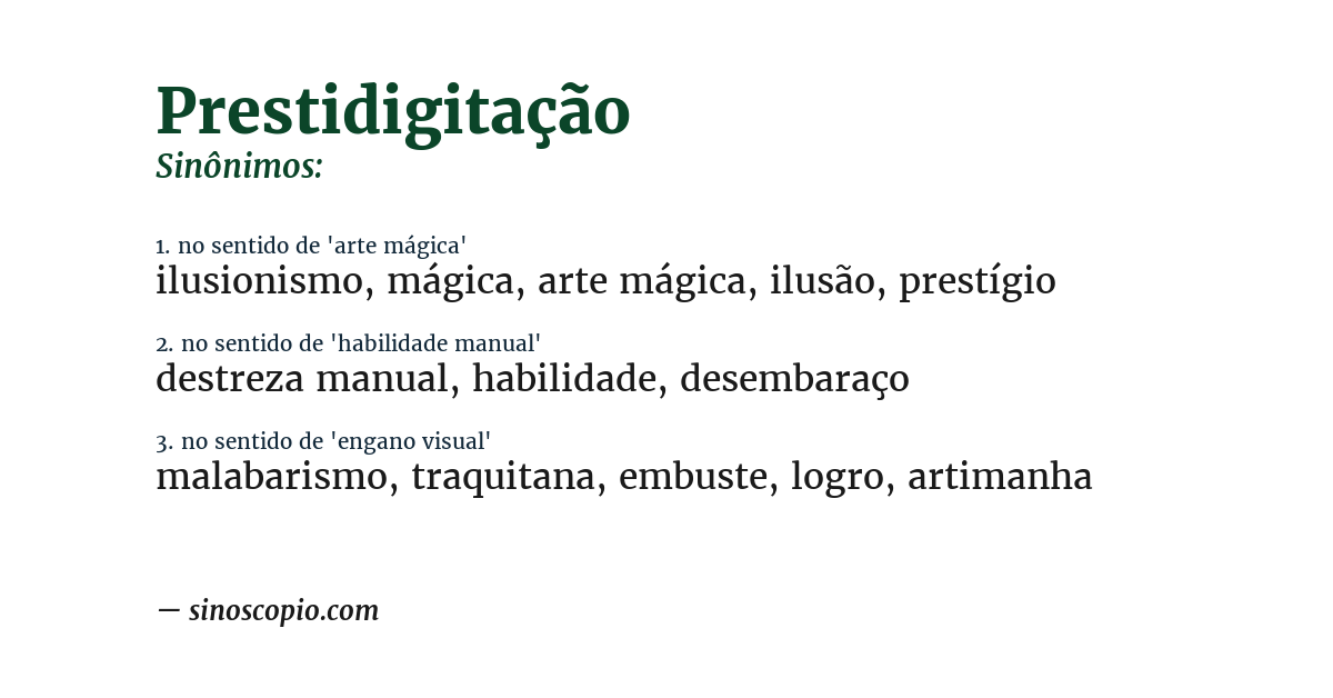 Sinônimo de prestidigitação