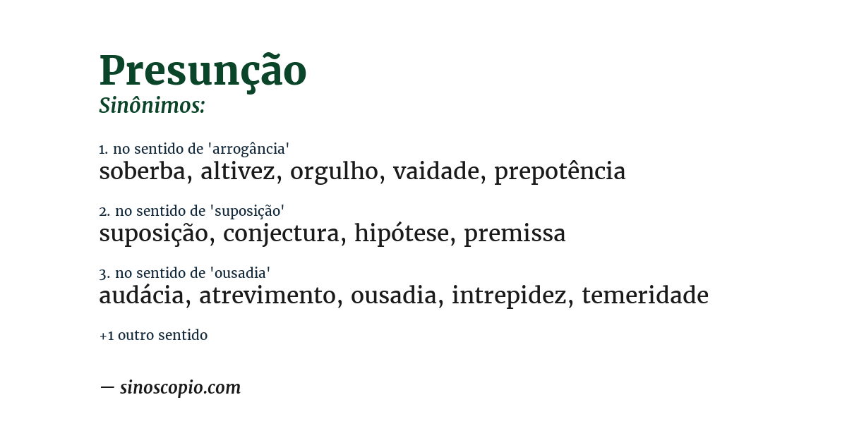 Sinônimo de presunção