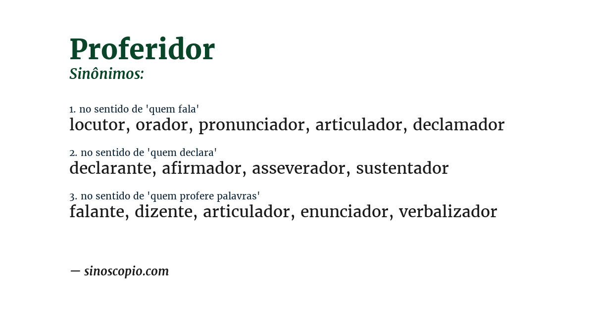 Sinônimo de proferidor