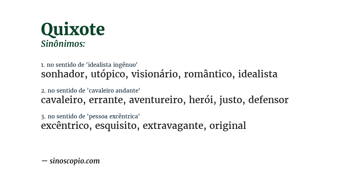 Sinônimo de quixote