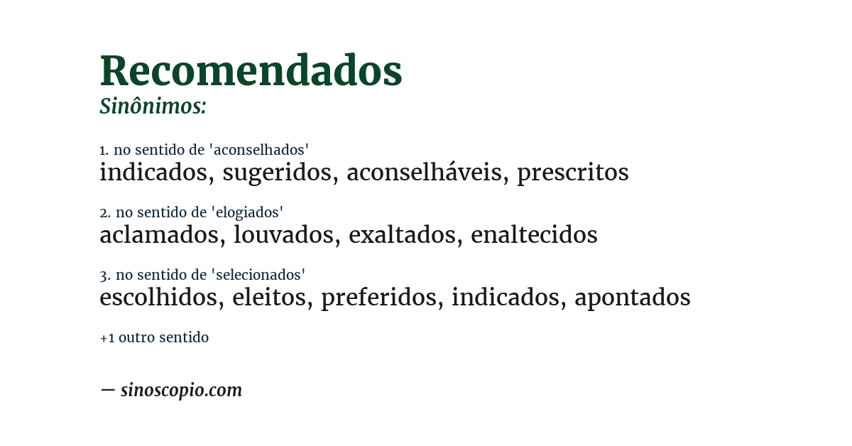 Sinônimo de recomendados