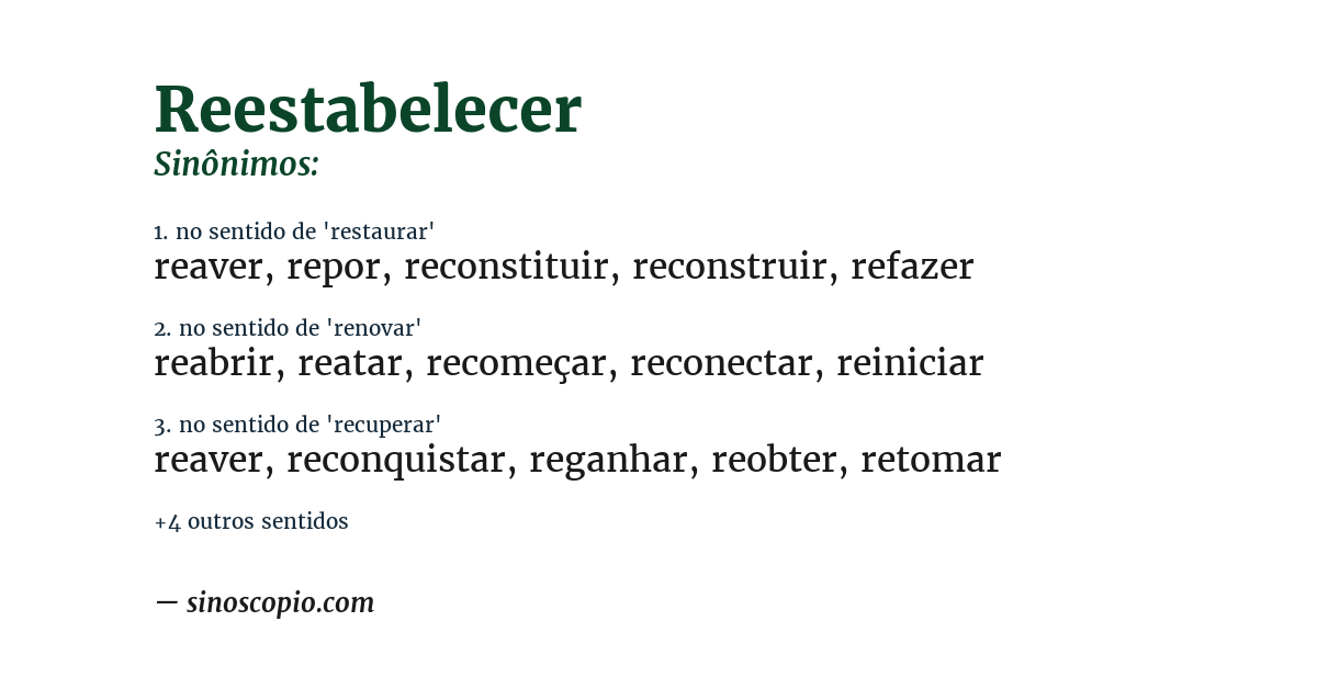 Sinônimo de reestabelecer