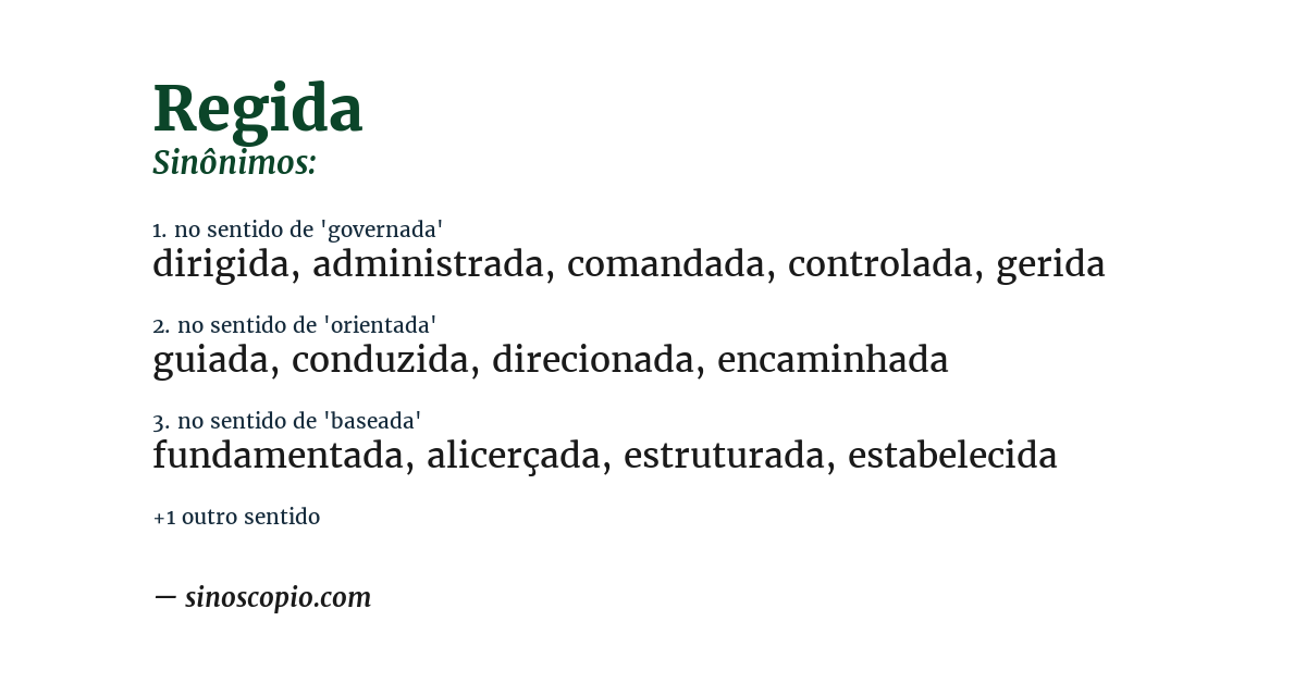 Sinônimo de regida