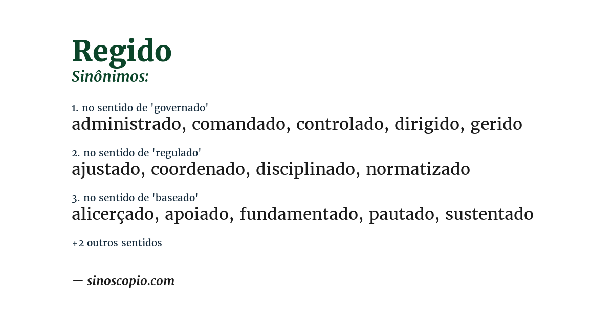 Sinônimo de regido