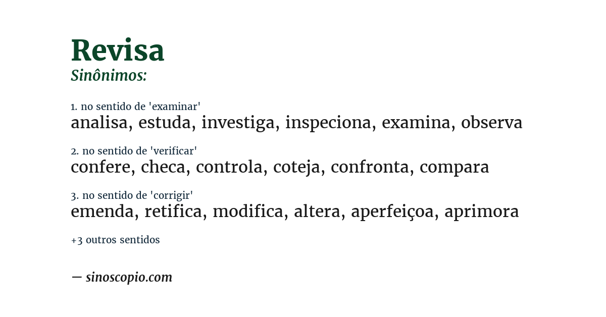 Sinônimo de revisa