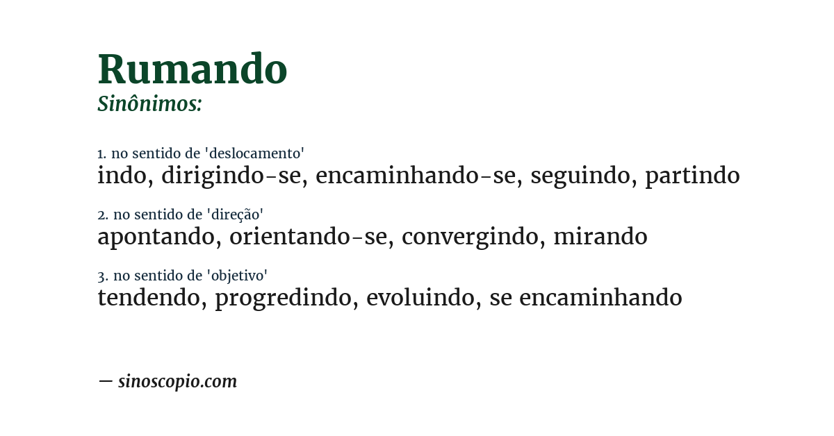 Sinônimo de rumando