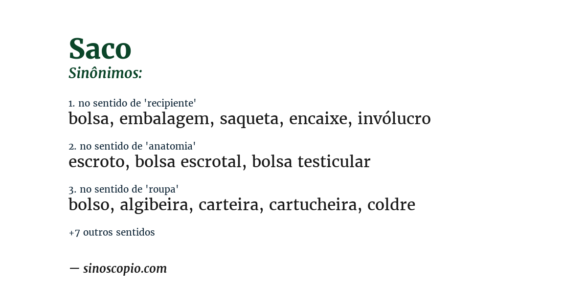Sinônimo de saco