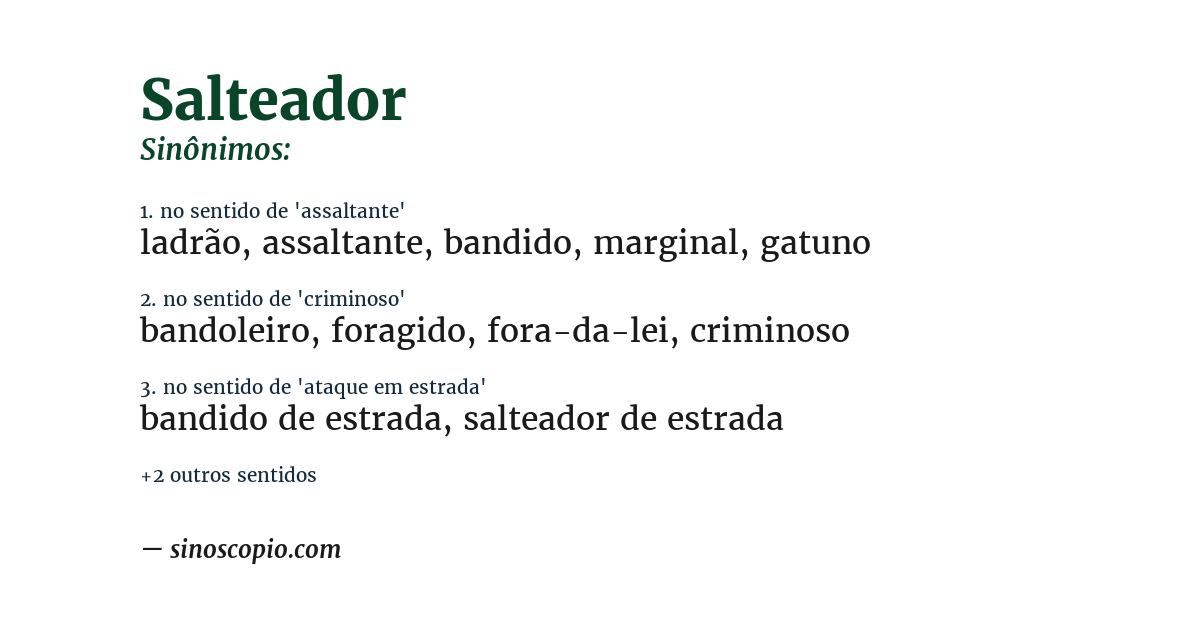 Sinônimo de salteador