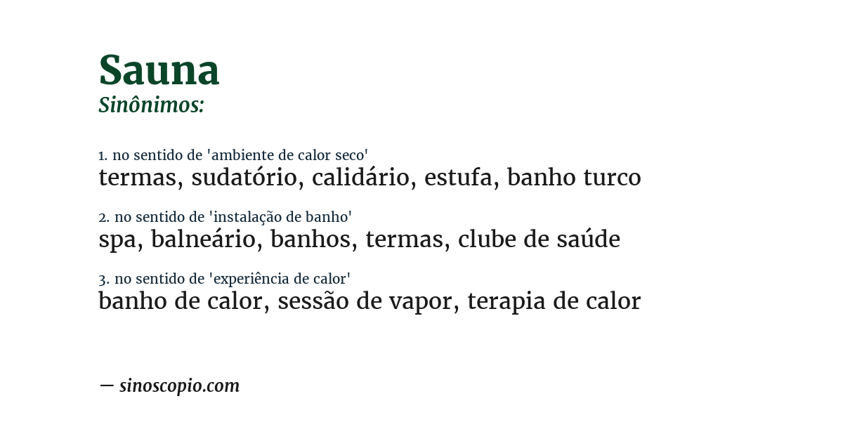 Sinônimo de sauna