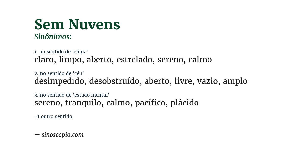 Sinônimo de sem nuvens