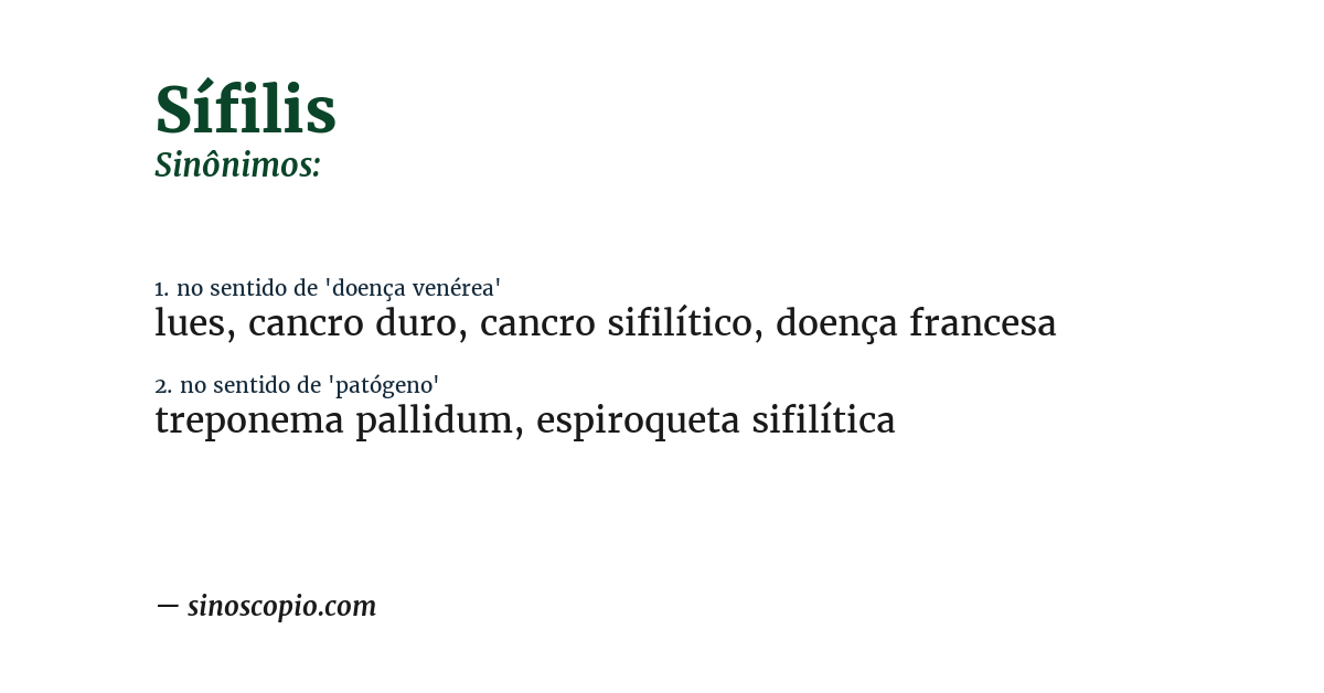 Sinônimo de sífilis