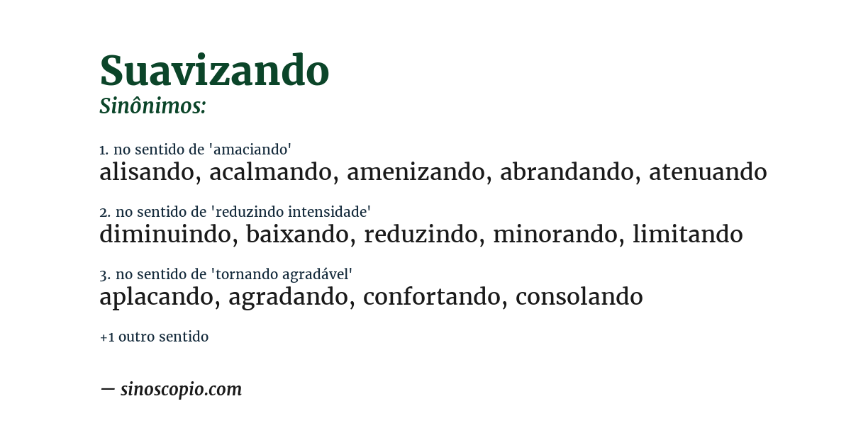Sinônimo de suavizando