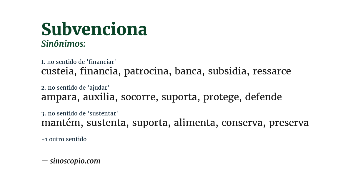 Sinônimo de subvenciona
