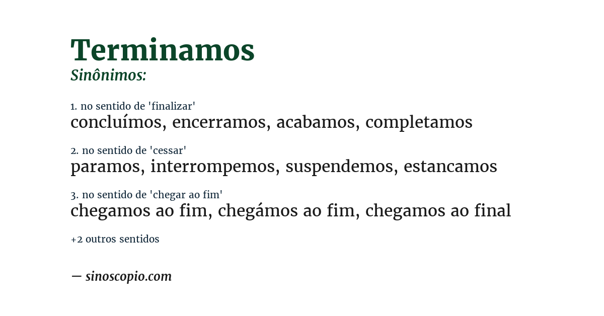 Sinônimo de terminamos