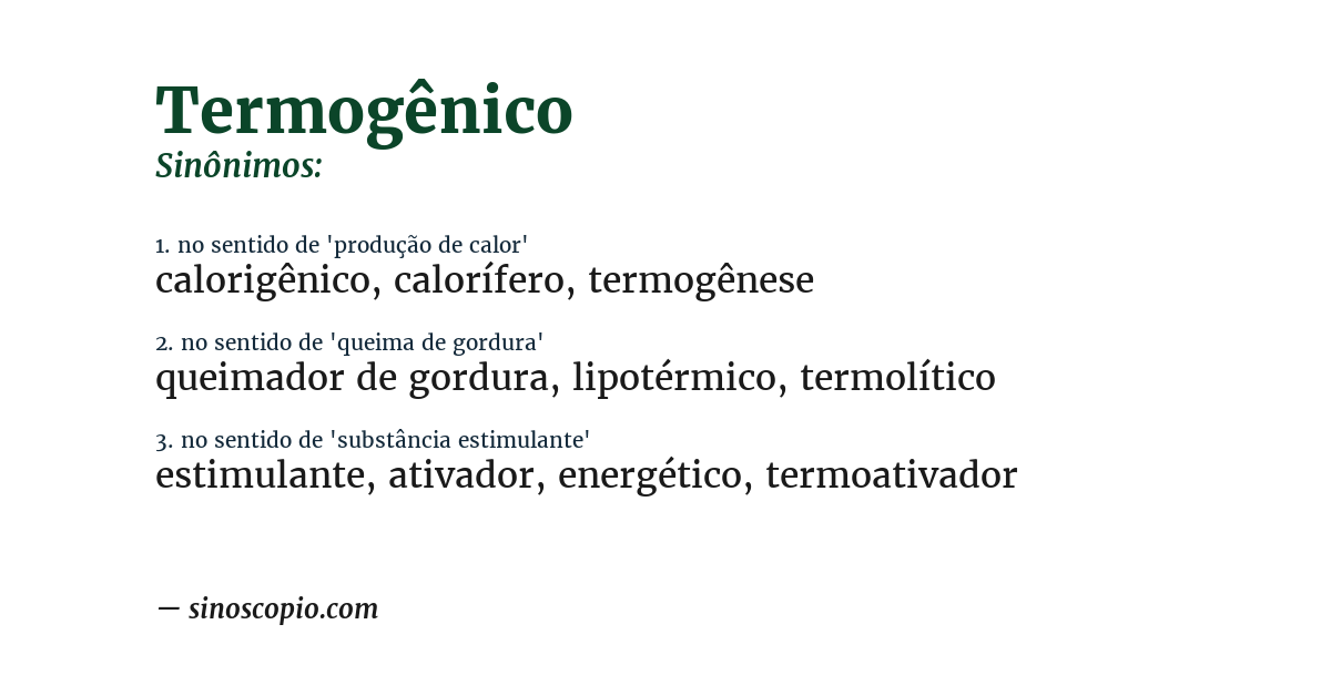 Sinônimo de termogênico