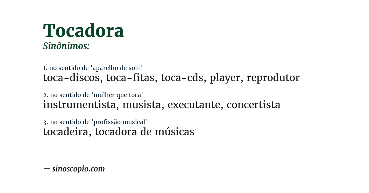 Sinônimo de tocadora