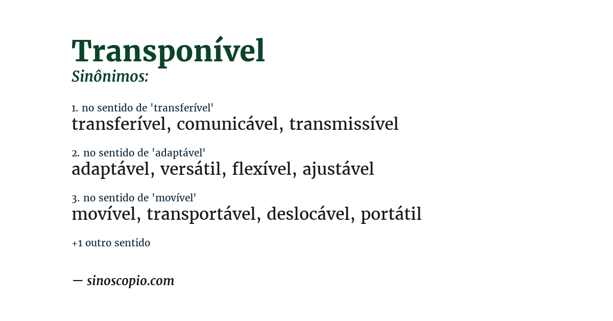 Sinônimo de transponível
