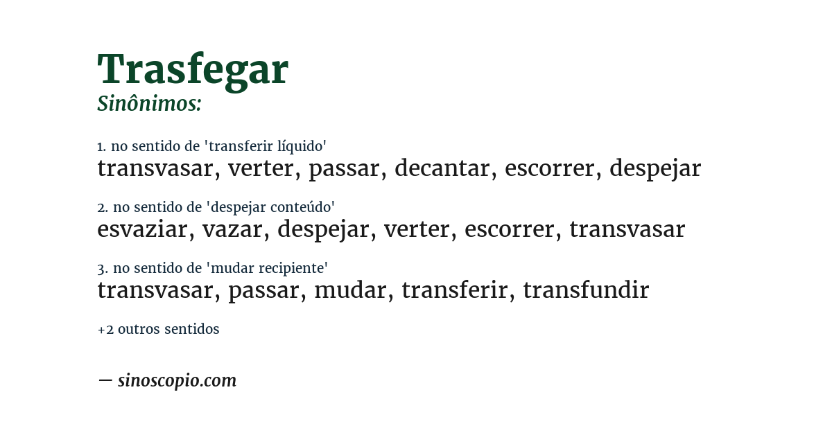Sinônimo de trasfegar