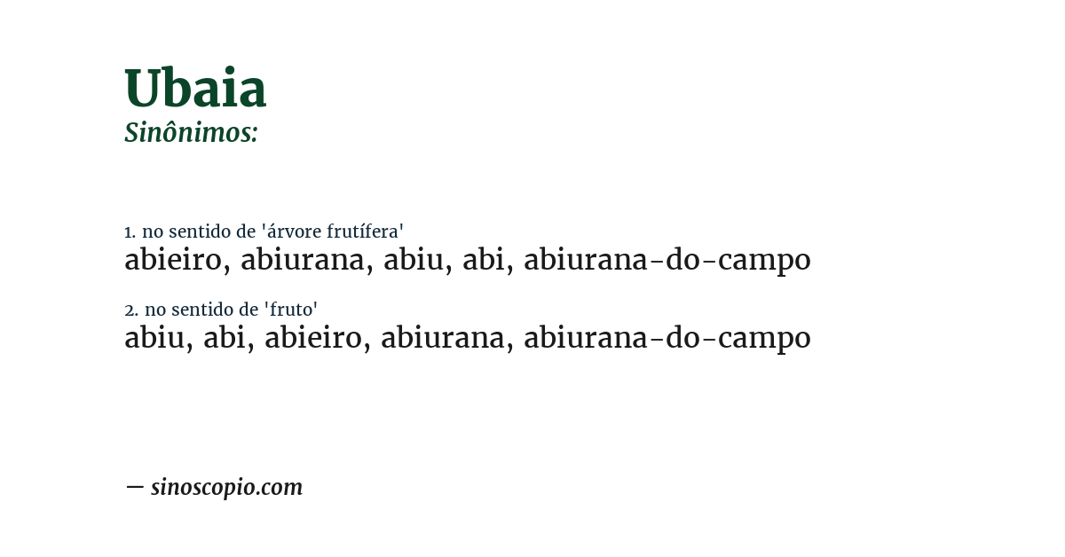 Sinônimo de ubaia