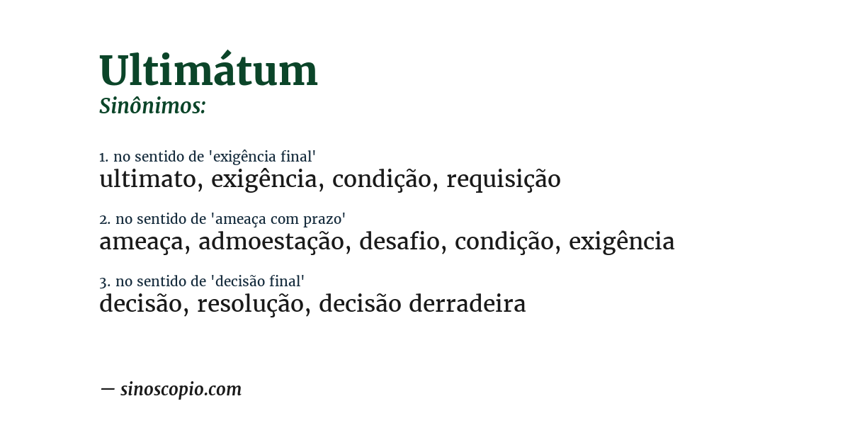 Sinônimo de ultimátum